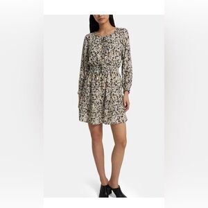 THEORY Urban Floral drawstring Neck Dress small 100% silk